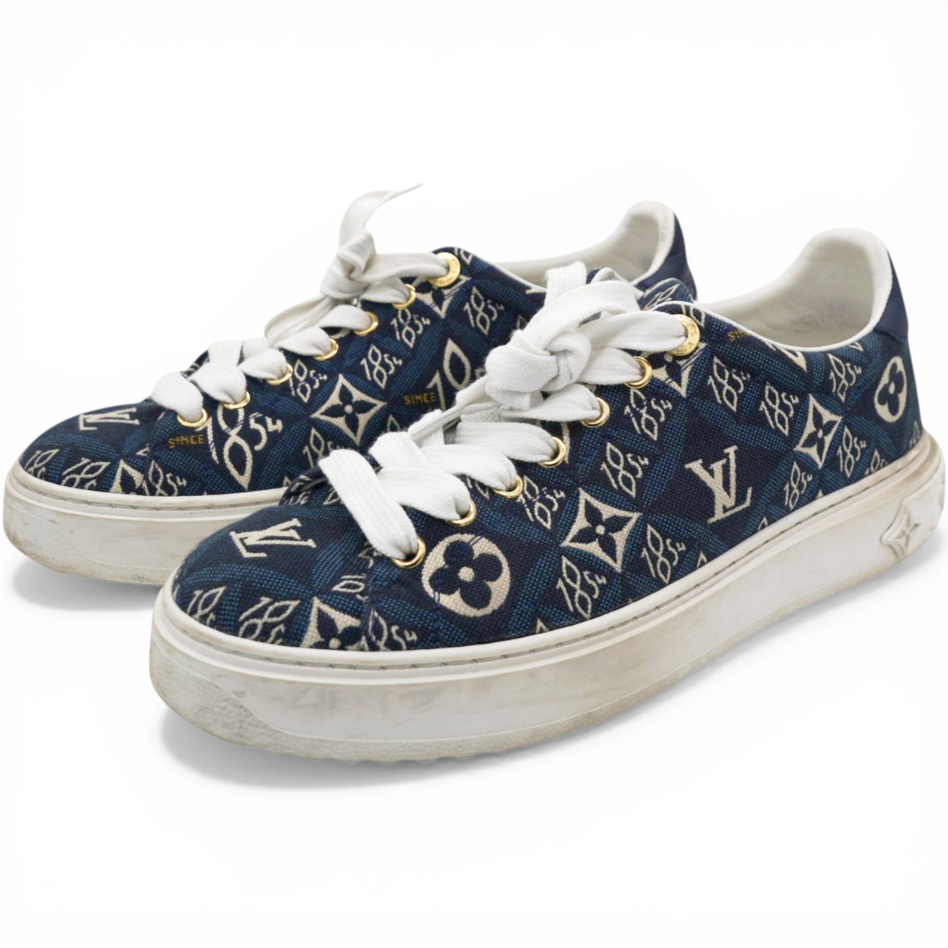 Louis Vuitton Denim Monogram Time Out Sneakers Size37.5  