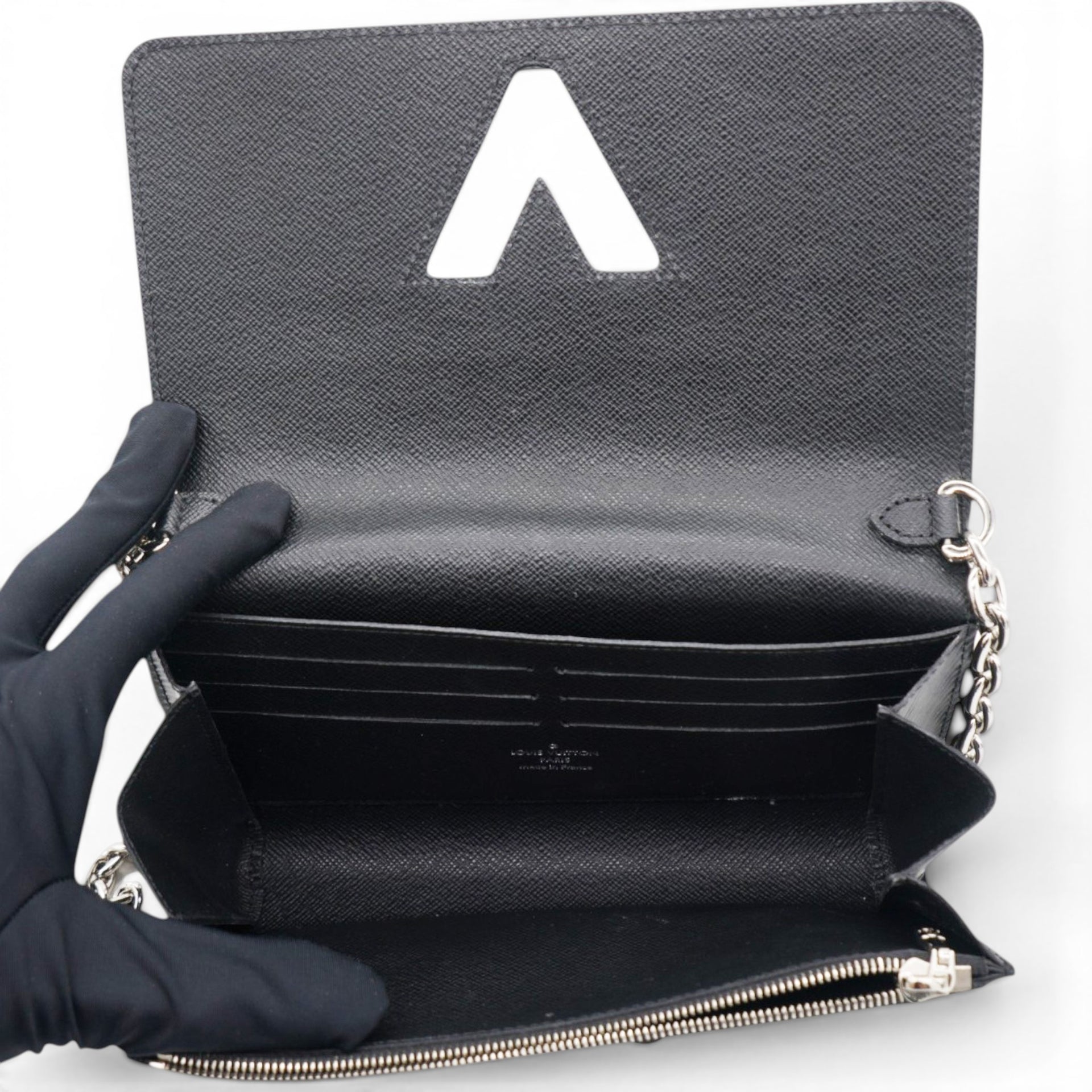Louis Vuitton Epi Twist Chain Wallet Black 