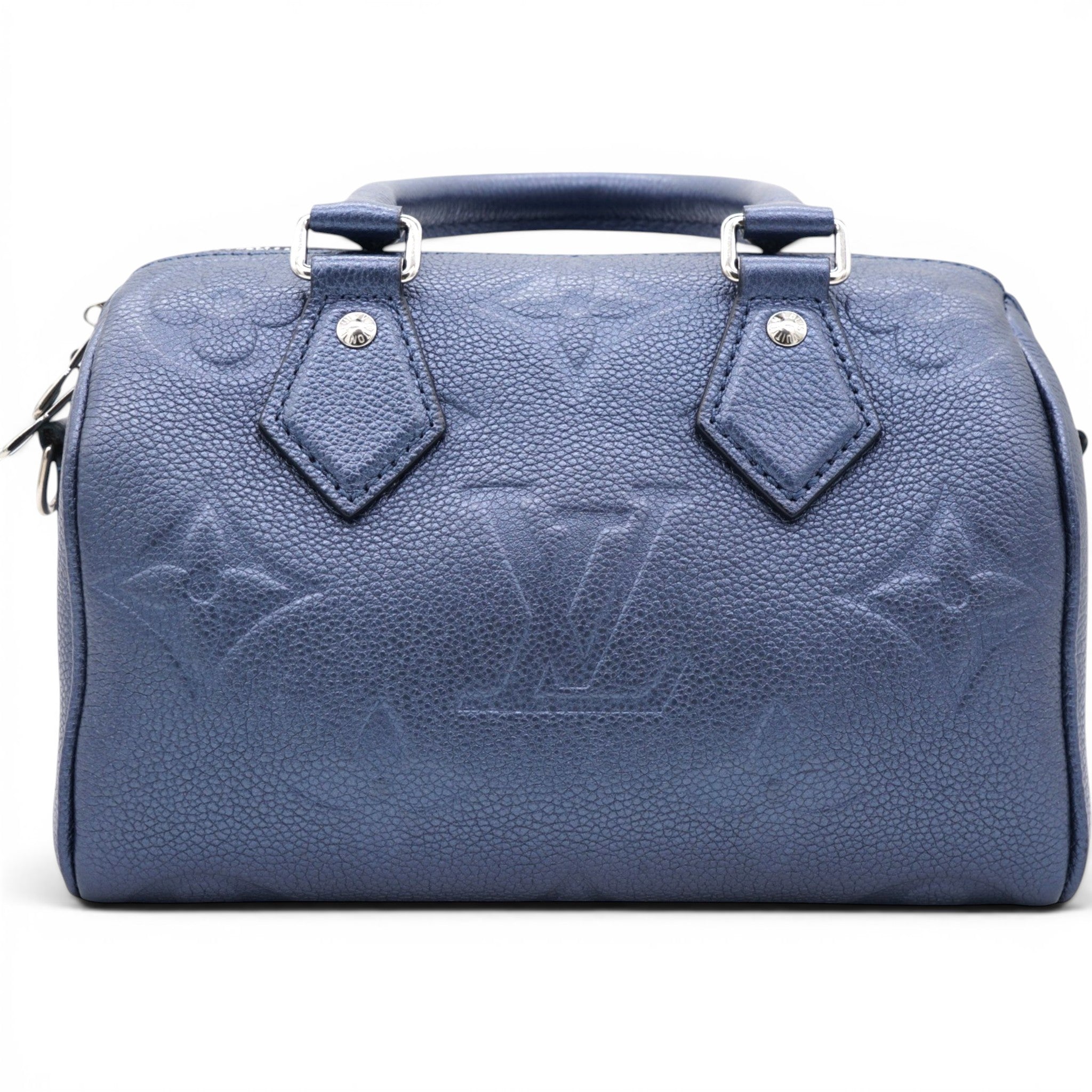Louis Vuitton Metallic Empreinte Monogram Giant Speedy Bandouliere 20 Navy Nacre 