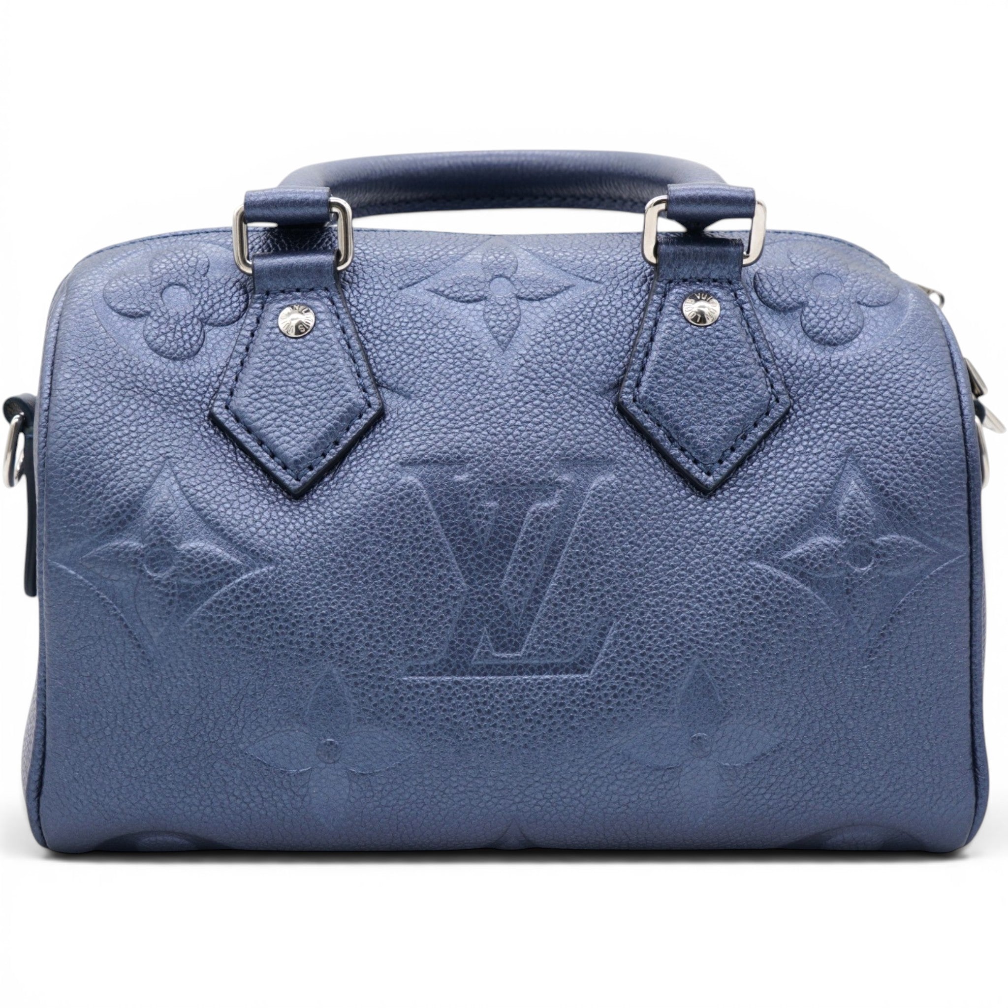 Louis Vuitton Metallic Empreinte Monogram Giant Speedy Bandouliere 20 Navy Nacre 