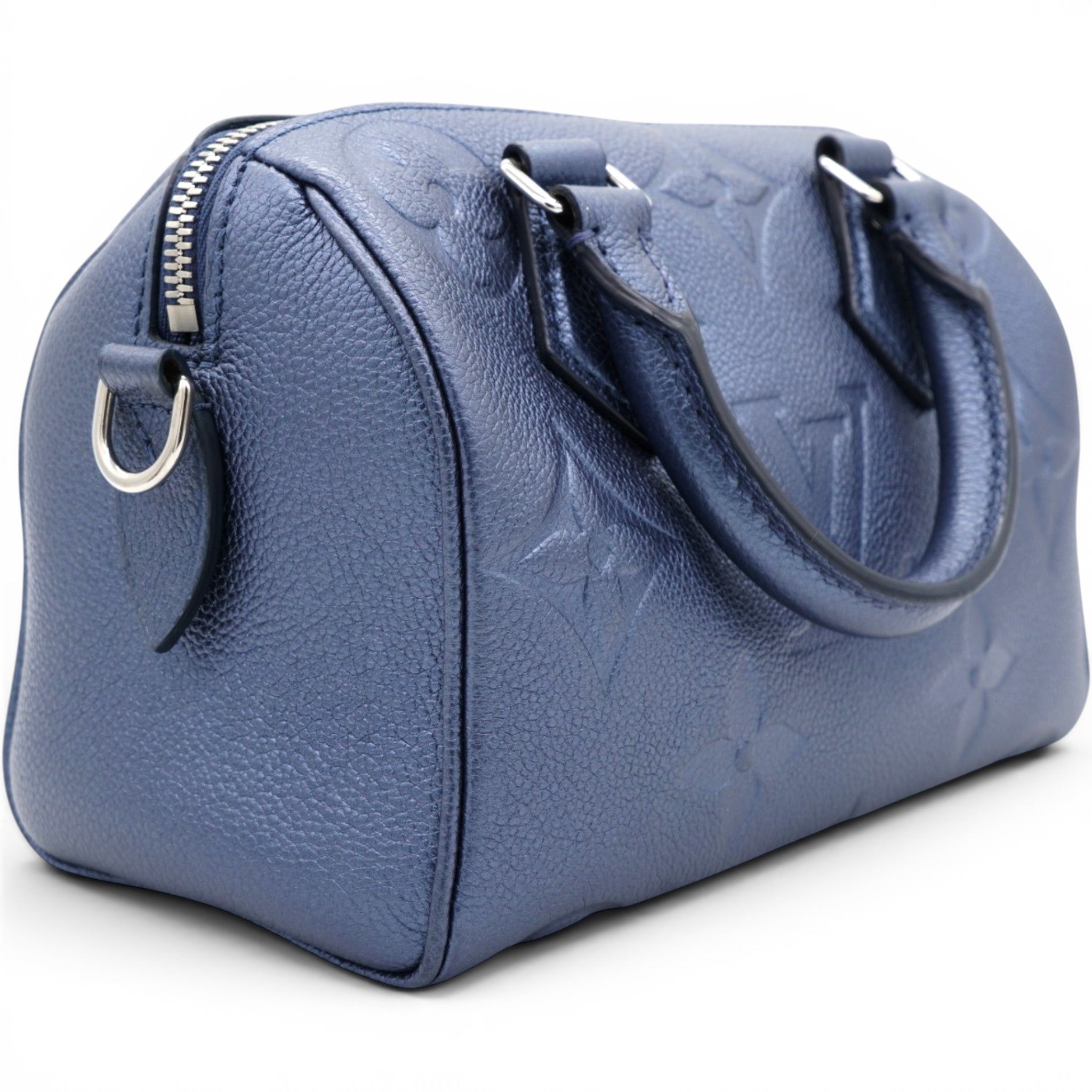 Louis Vuitton Metallic Empreinte Monogram Giant Speedy Bandouliere 20 Navy Nacre 