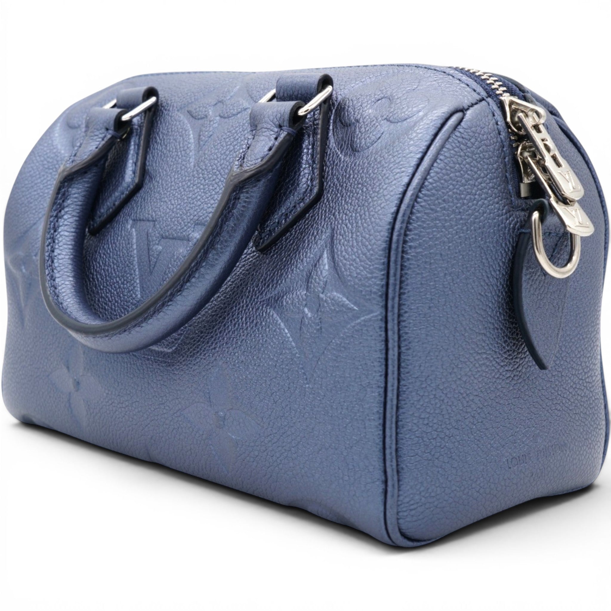 Louis Vuitton Metallic Empreinte Monogram Giant Speedy Bandouliere 20 Navy Nacre 