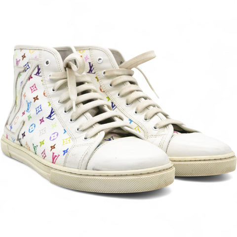 Louis Vuitton Monogram Multicolor High Top Sneakers White Size36 