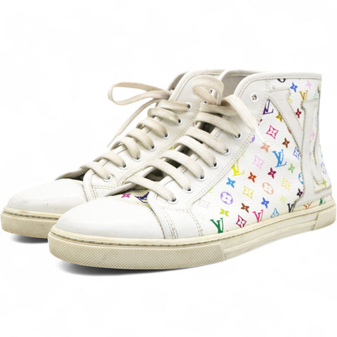 Louis Vuitton Monogram Multicolor High Top Sneakers White Size36 