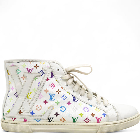 Louis Vuitton Monogram Multicolor High Top Sneakers White Size36 