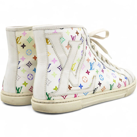 Louis Vuitton Monogram Multicolor High Top Sneakers White Size36 