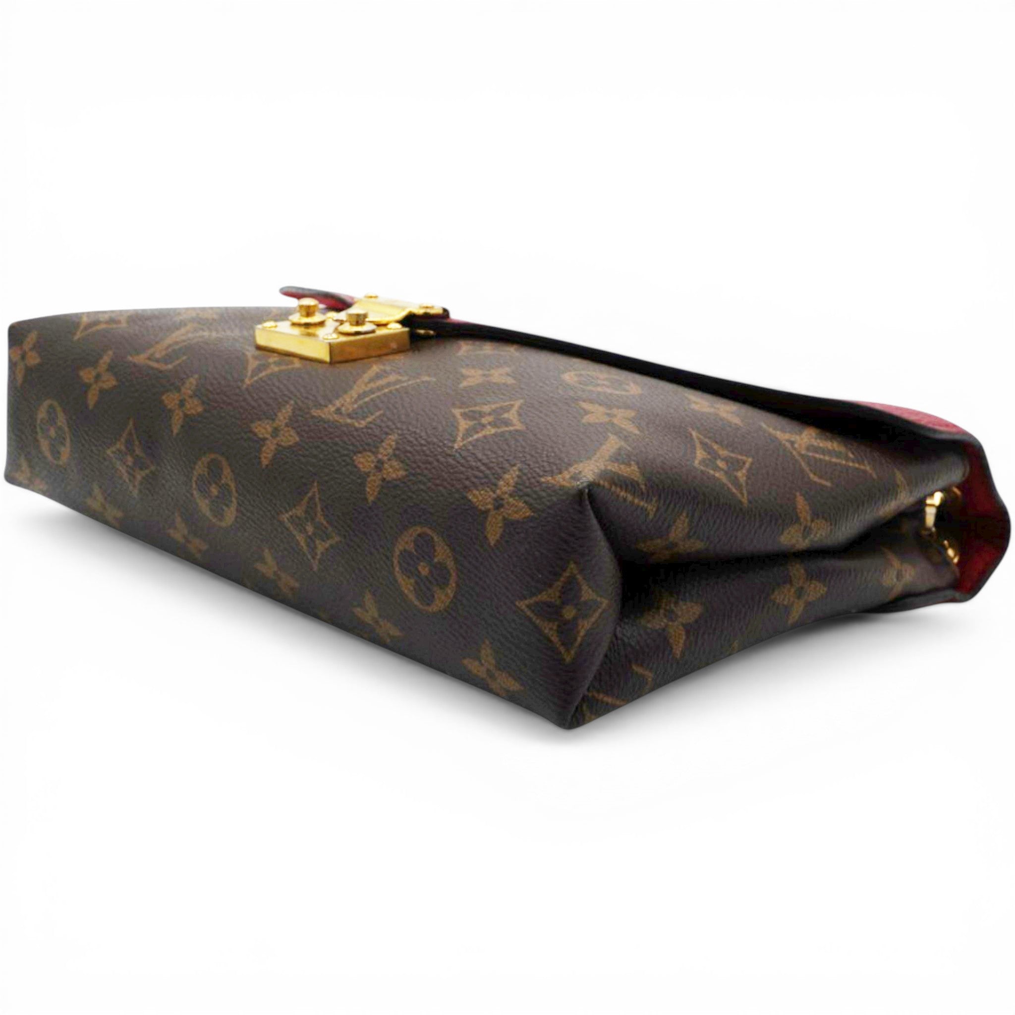Louis Vuitton Monogram Pallas Chain Poppy Brown Red 