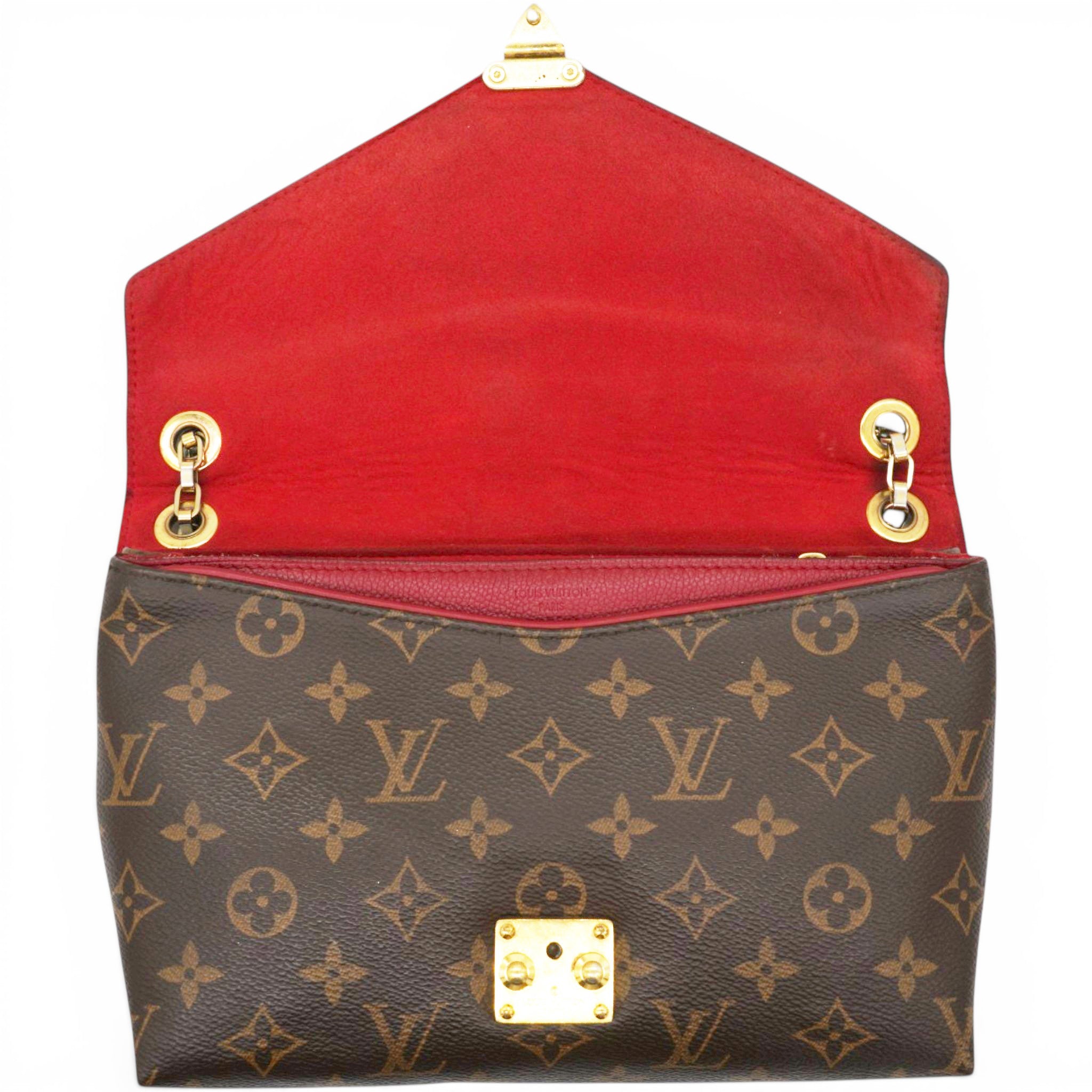 Louis Vuitton Monogram Pallas Chain Poppy Brown Red 