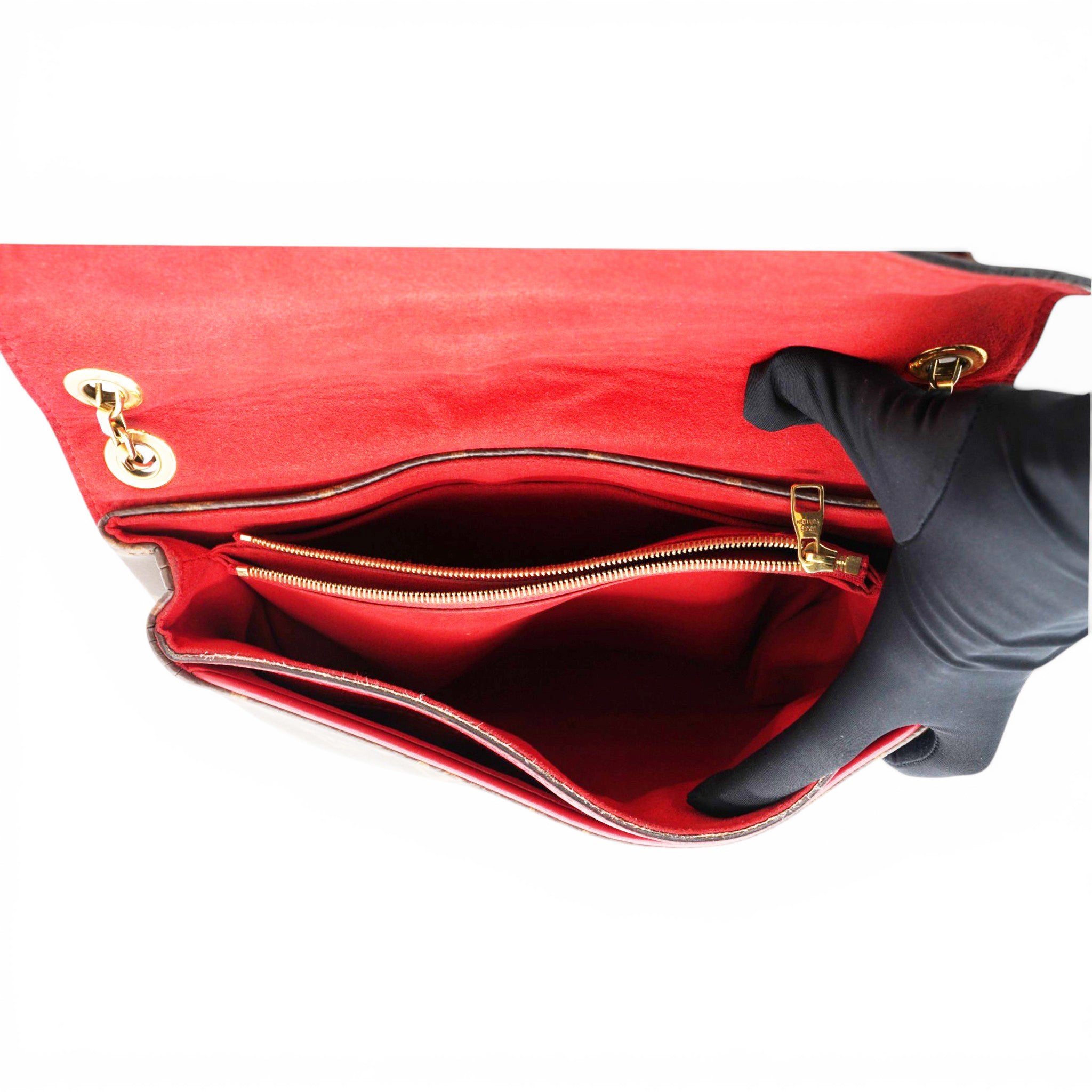 Louis Vuitton Monogram Pallas Chain Poppy Brown Red 