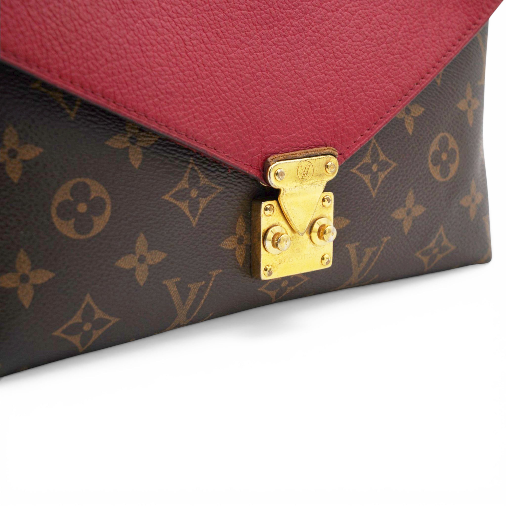 Louis Vuitton Monogram Pallas Chain Poppy Brown Red 