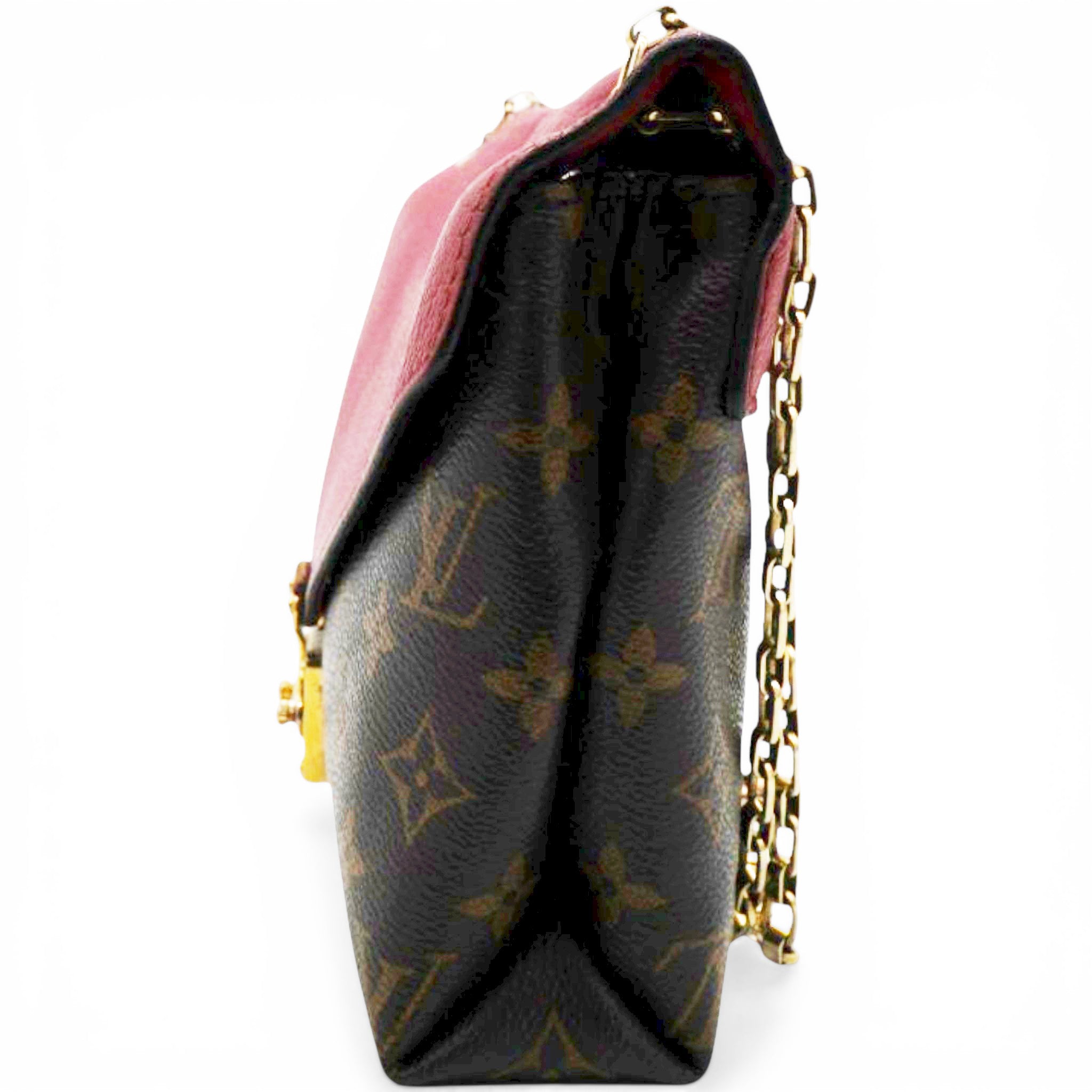 Louis Vuitton Monogram Pallas Chain Poppy Brown Red 