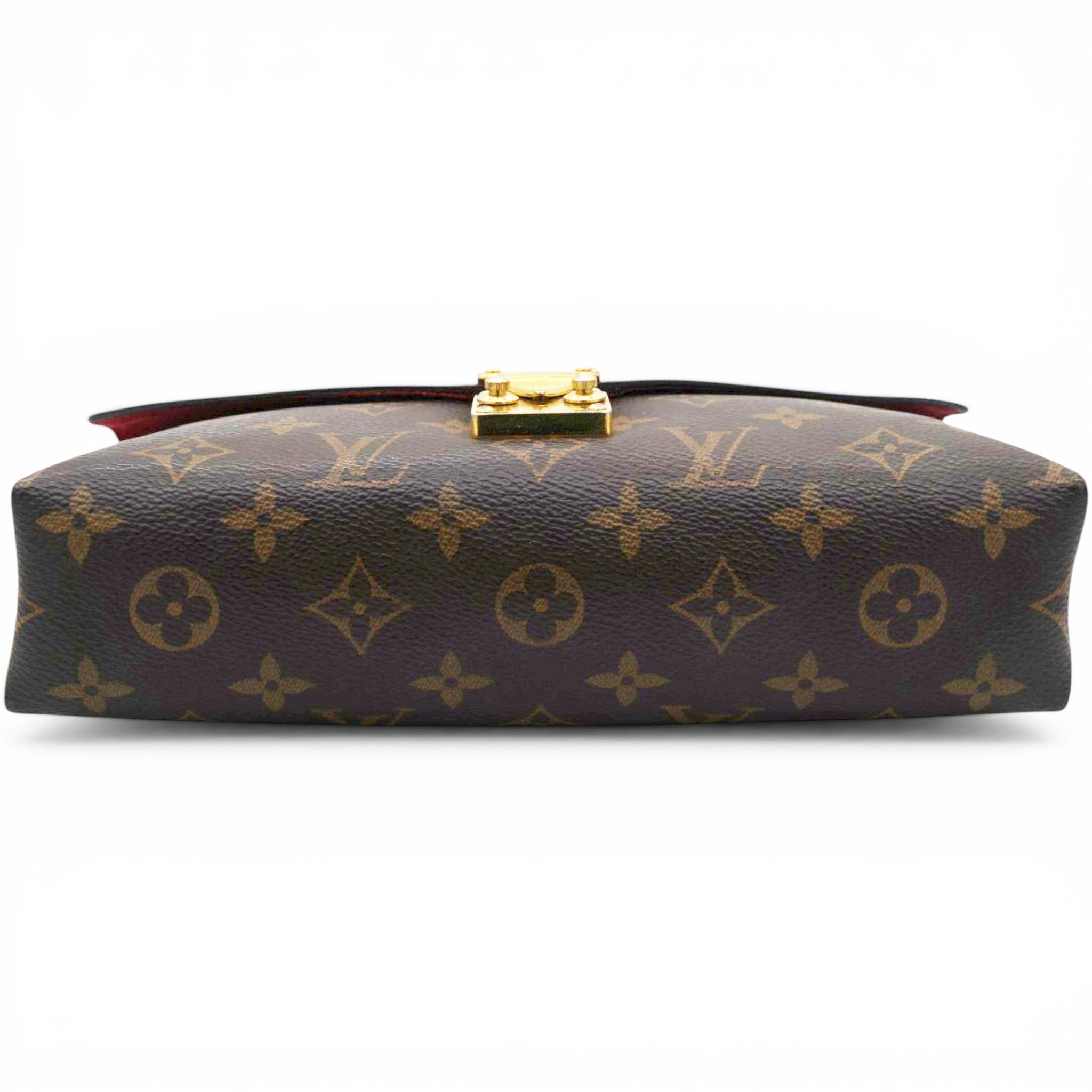 Louis Vuitton Monogram Pallas Chain Poppy Brown Red 