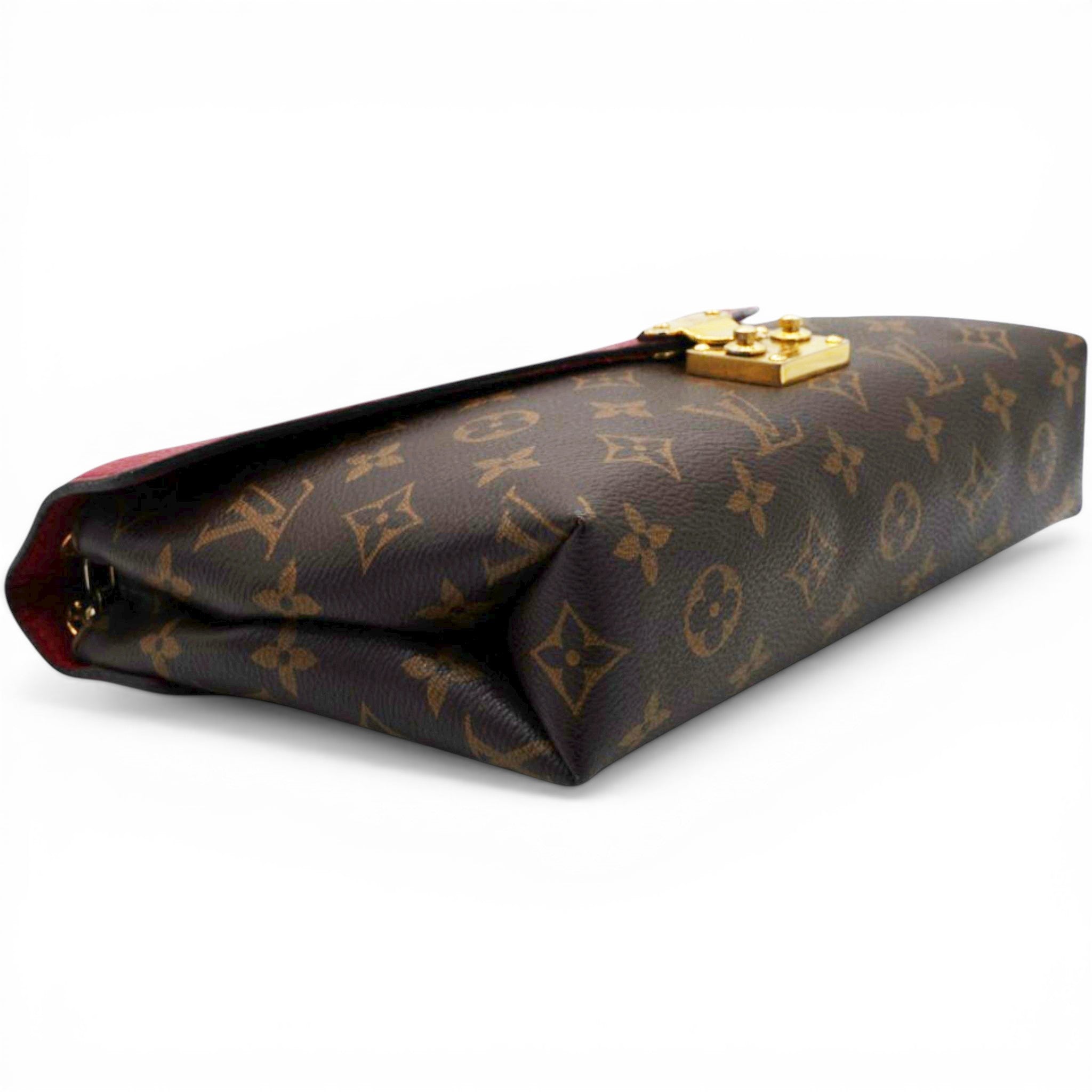 Louis Vuitton Monogram Pallas Chain Poppy Brown Red 