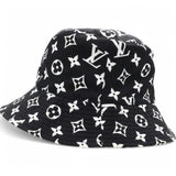 Louis Vuitton Nylon Monogram Reversible Bob Bucket Hat Black White Size M 