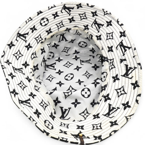 Louis Vuitton Nylon Monogram Reversible Bob Bucket Hat Black White Size M 