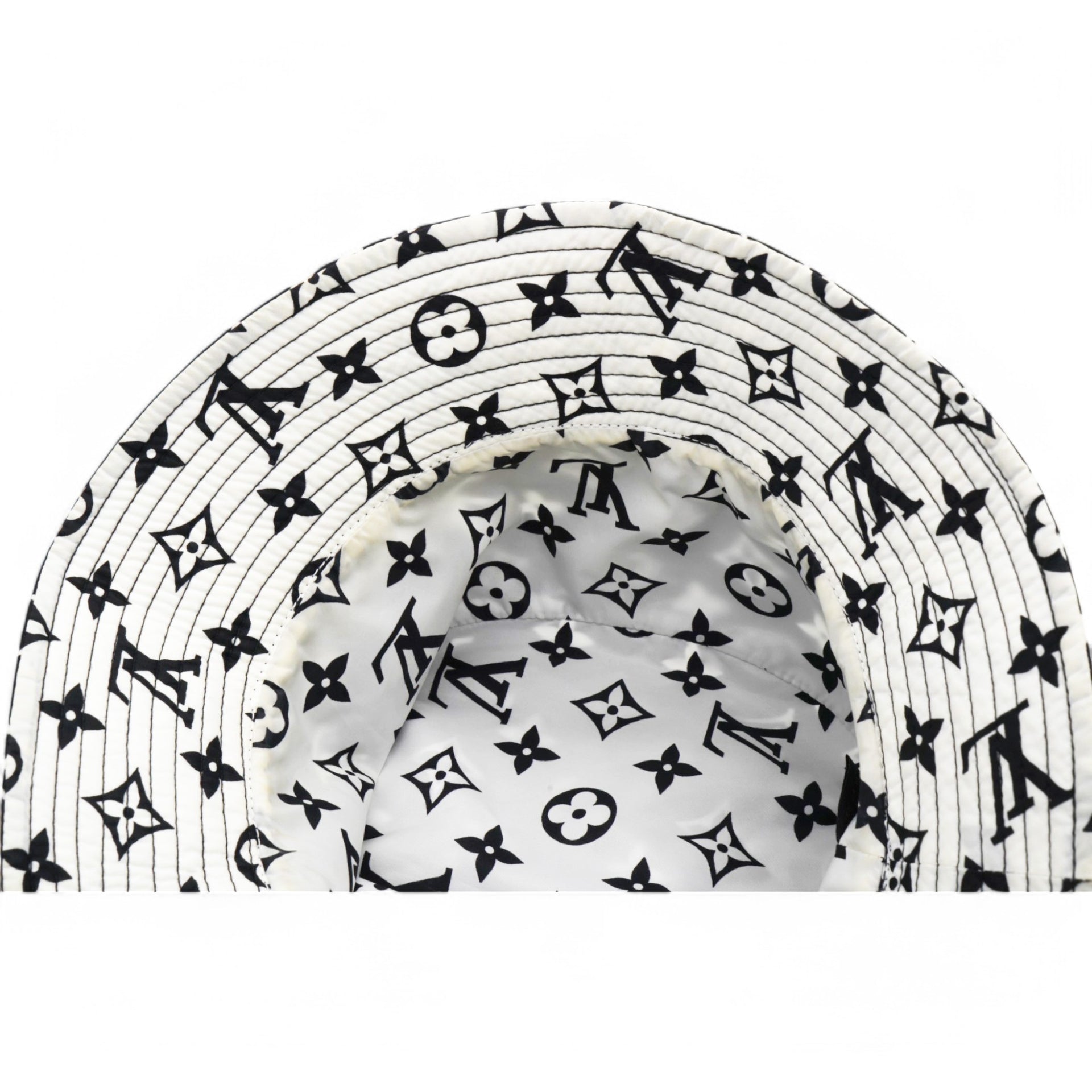 Louis Vuitton Nylon Monogram Reversible Bob Bucket Hat Black White Size M 