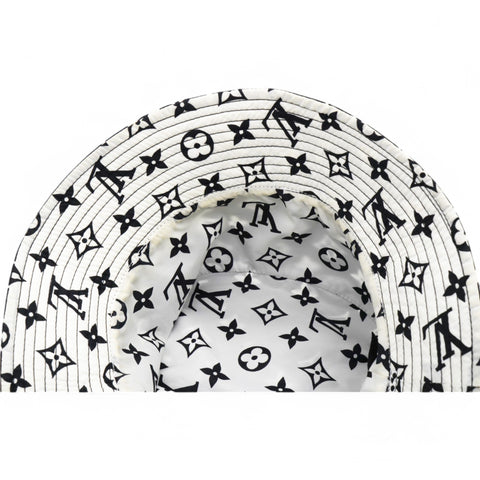 Louis Vuitton Nylon Monogram Reversible Bob Bucket Hat Black White Size M 
