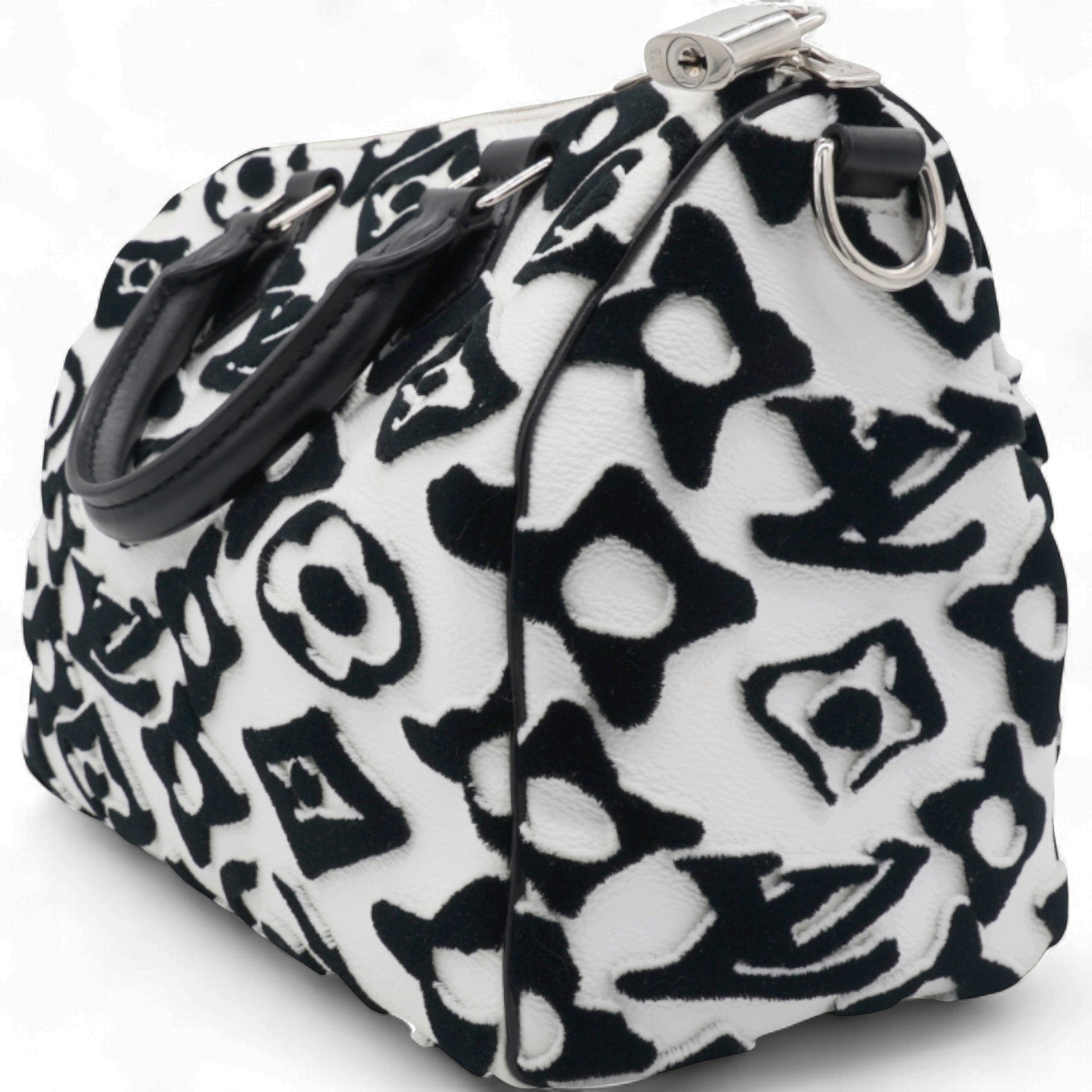  Louis Vuitton X UF Tufted Monogram Speedy Bandouliere 25 White Black 