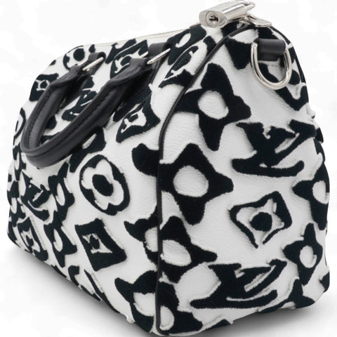  Louis Vuitton X UF Tufted Monogram Speedy Bandouliere 25 White Black 