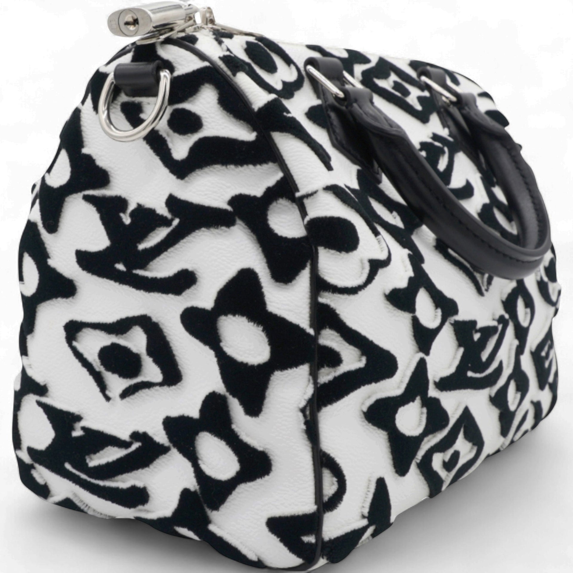  Louis Vuitton X UF Tufted Monogram Speedy Bandouliere 25 White Black 