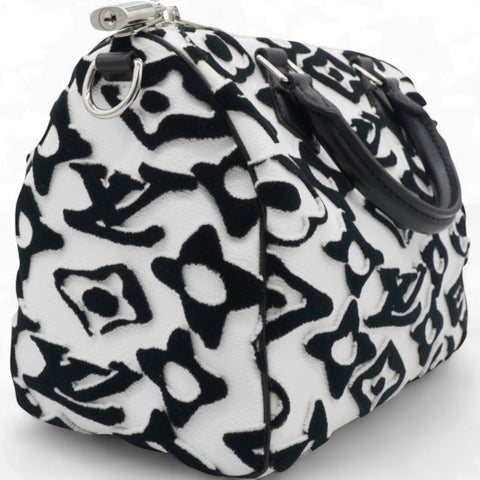  Louis Vuitton X UF Tufted Monogram Speedy Bandouliere 25 White Black 