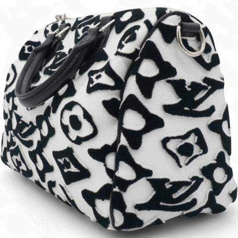  Louis Vuitton X UF Tufted Monogram Speedy Bandouliere 25 White Black 