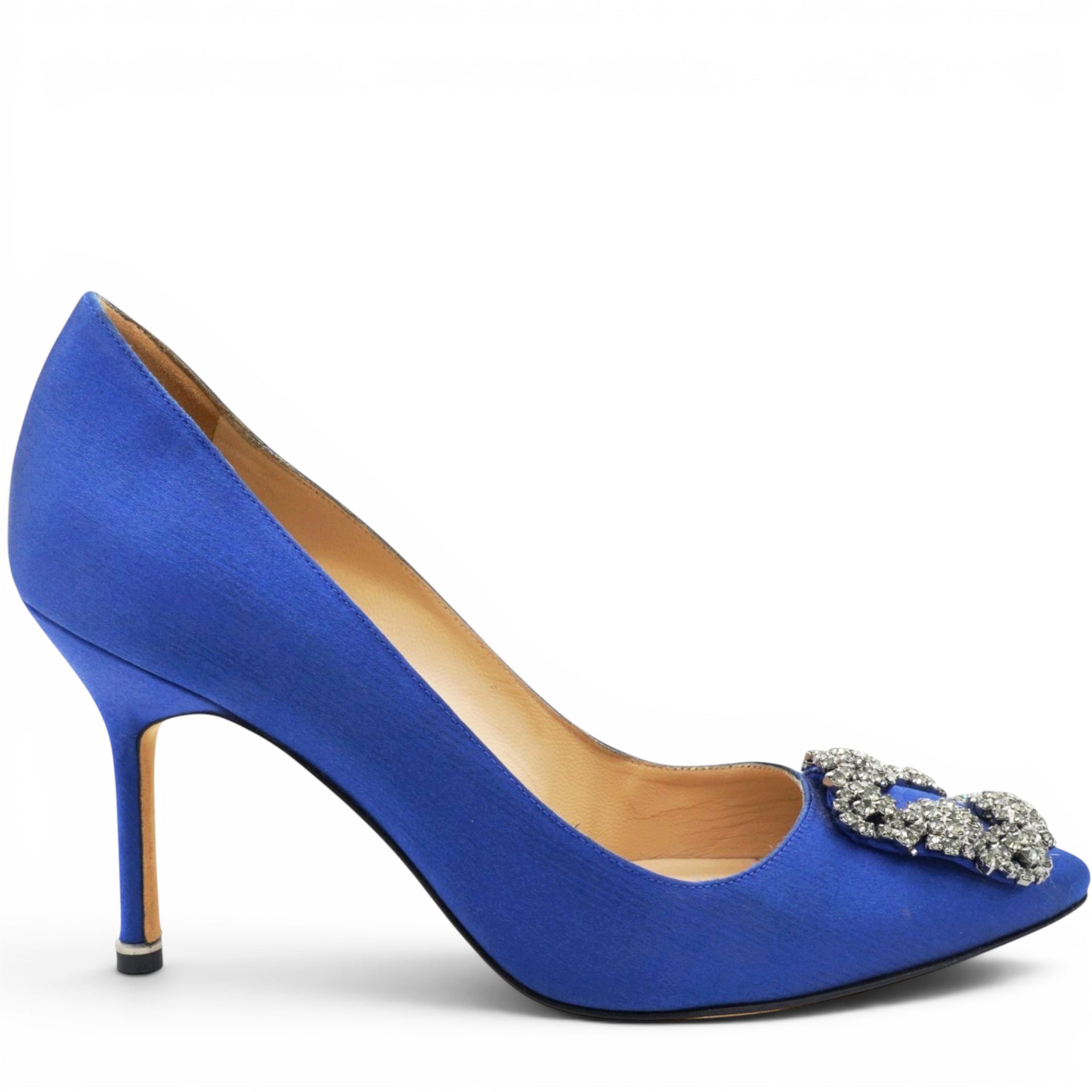 Manolo Blahnik Blue Satin Hangisi Pumps Size37 