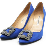 Manolo Blahnik Blue Satin Hangisi Pumps Size37 