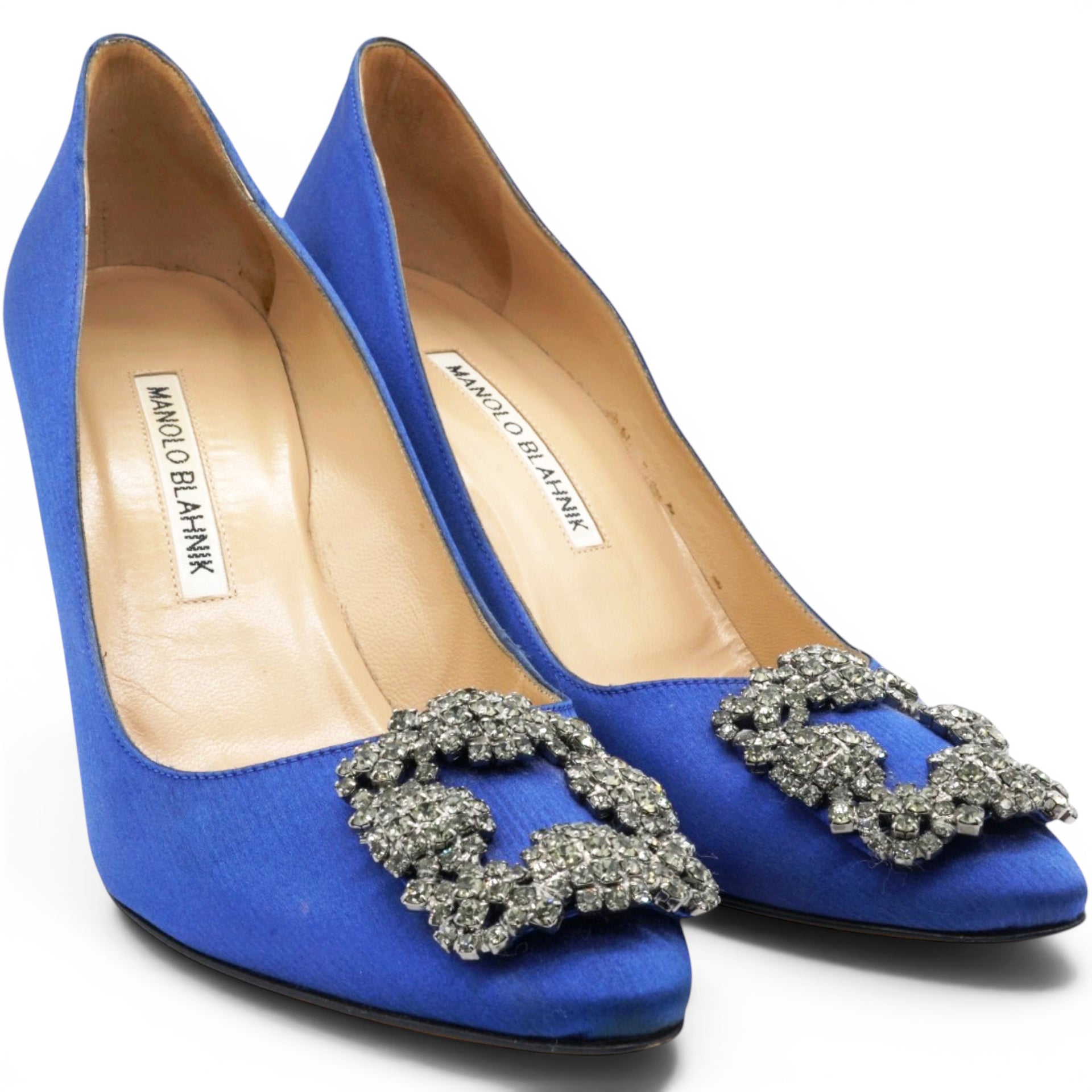Manolo Blahnik Blue Satin Hangisi Pumps Size37 