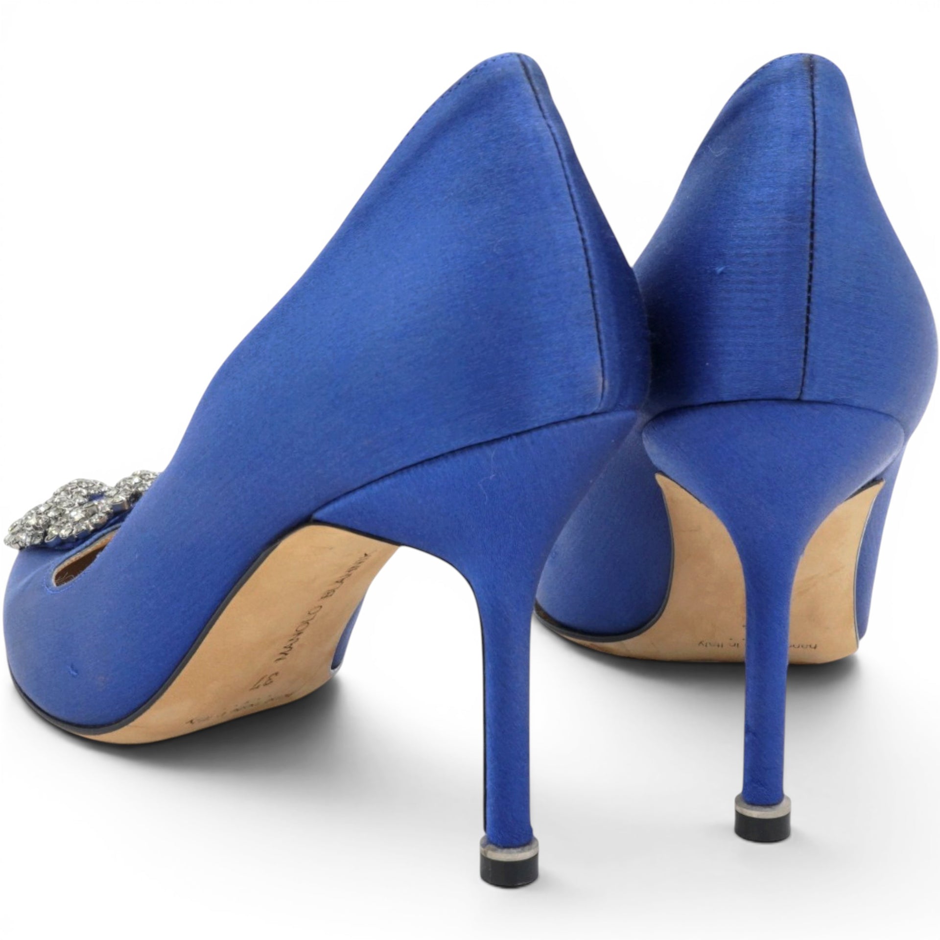 Manolo Blahnik Blue Satin Hangisi Pumps Size37 