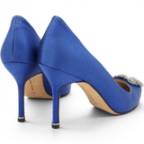 Manolo Blahnik Blue Satin Hangisi Pumps Size37 