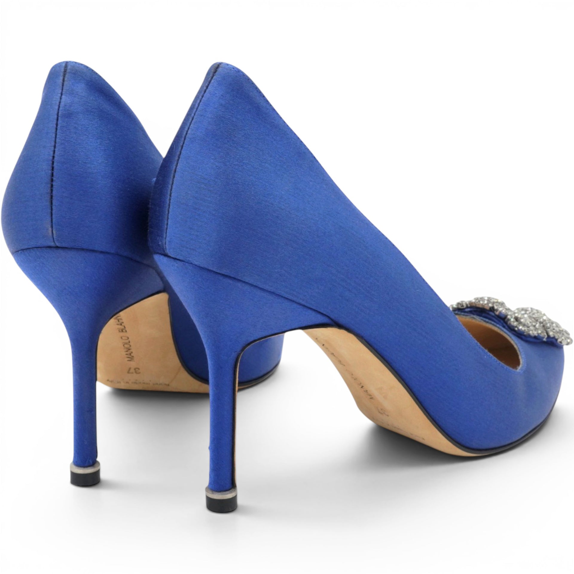 Manolo Blahnik Blue Satin Hangisi Pumps Size37 