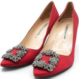 Manolo Blahnik Hangisi Satin Pumps Red Size37.5 