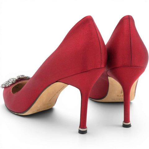 Manolo Blahnik Hangisi Satin Pumps Red Size37.5 