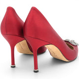 Manolo Blahnik Hangisi Satin Pumps Red Size37.5 