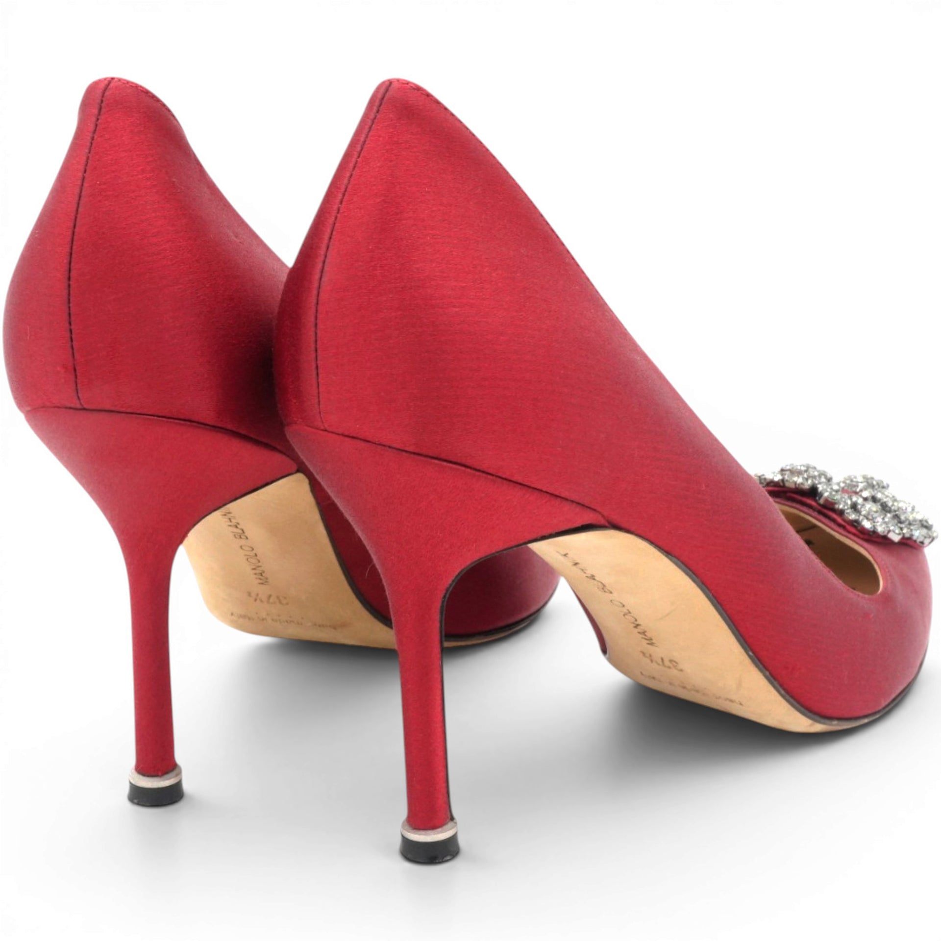 Manolo Blahnik Hangisi Satin Pumps Red Size37.5 