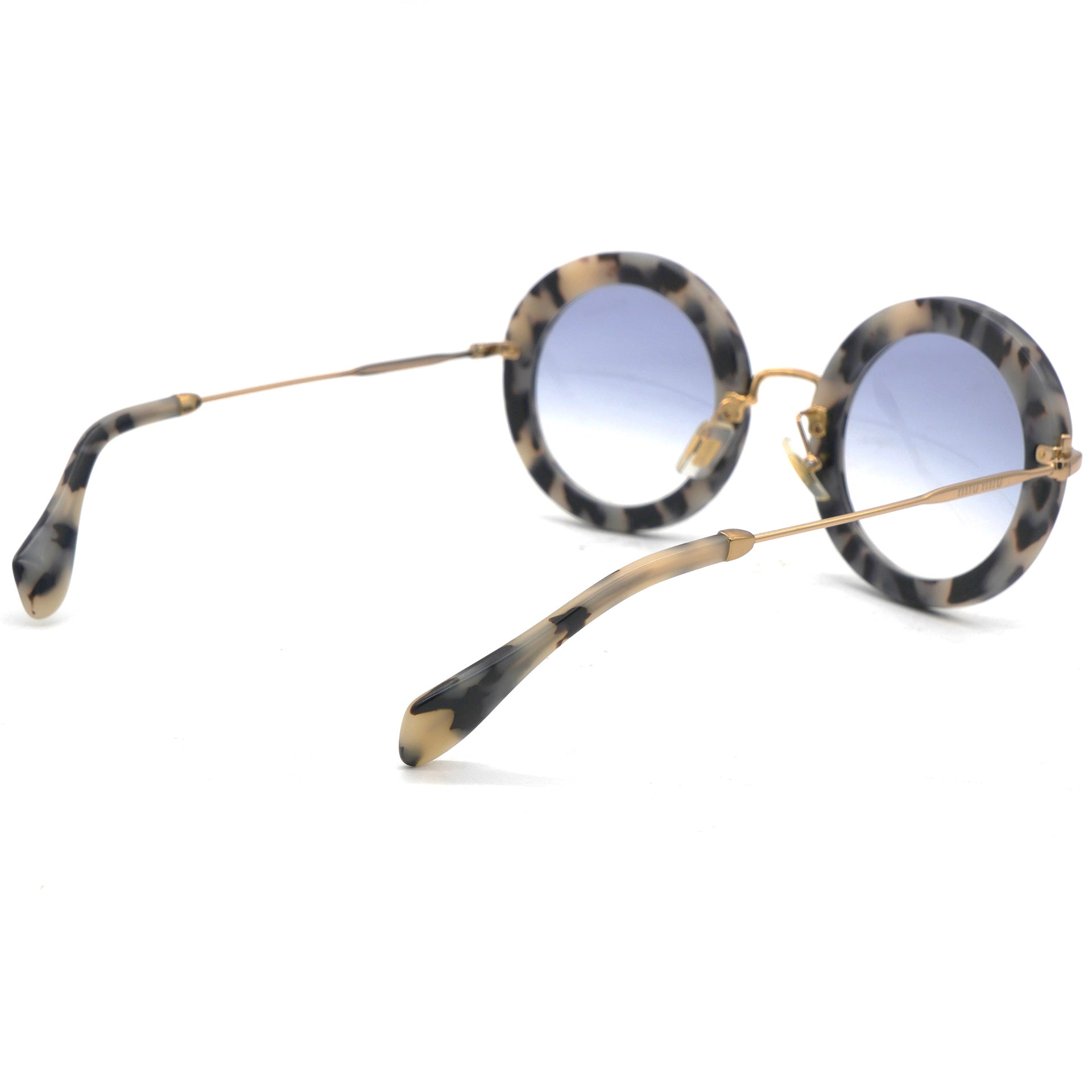 Miu Miu Beige/Black Havana Round Sunglasses 