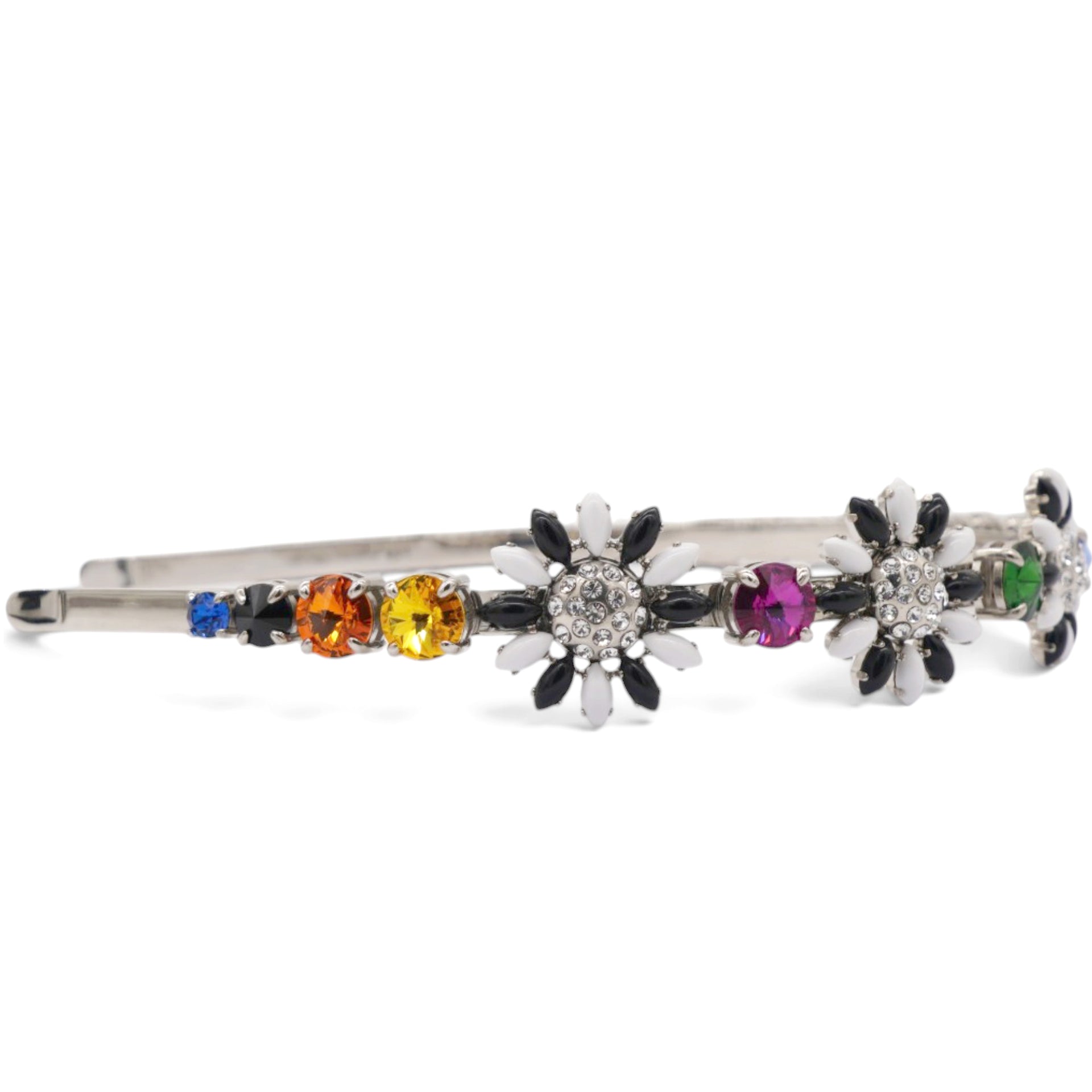 Miu Miu Multicolor Crystal Floral Headband 