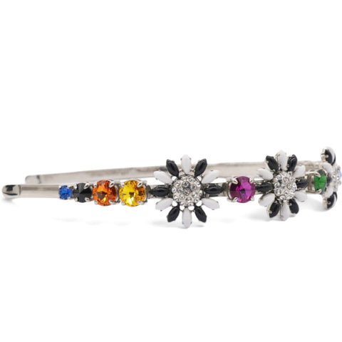 Miu Miu Multicolor Crystal Floral Headband 