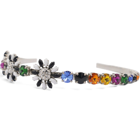 Miu Miu Multicolor Crystal Floral Headband 