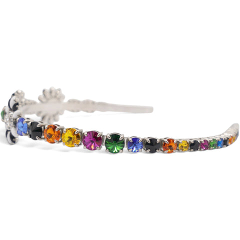 Miu Miu Multicolor Crystal Floral Headband 