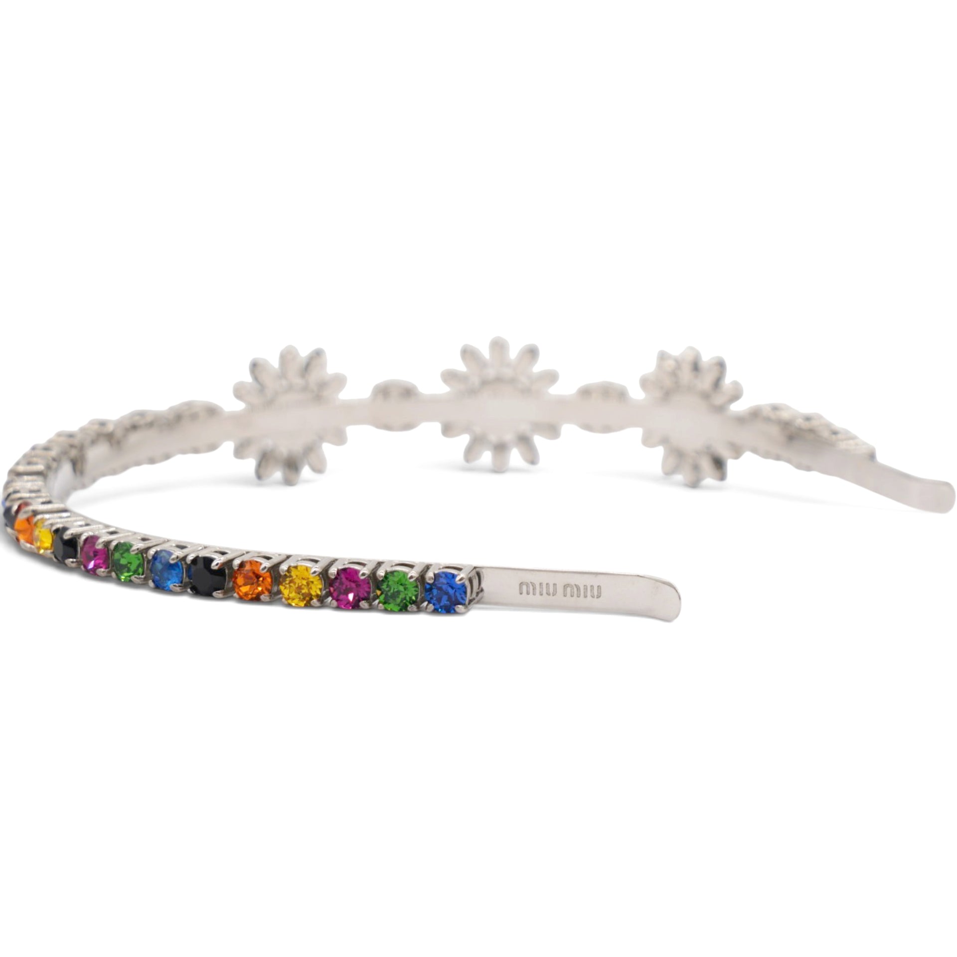 Miu Miu Multicolor Crystal Floral Headband 