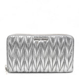 Miu Miu Silver Matelasse Leather Wallet on Chain 
