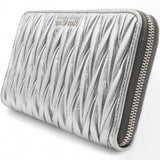 Miu Miu Silver Matelasse Leather Wallet on Chain 