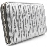 Miu Miu Silver Matelasse Leather Wallet on Chain 