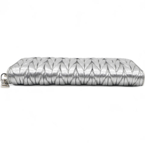 Miu Miu Silver Matelasse Leather Wallet on Chain 