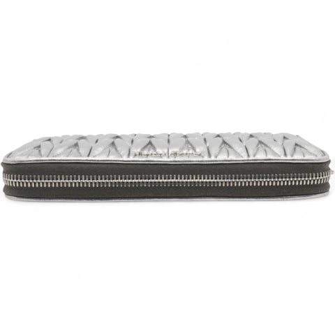 Miu Miu Silver Matelasse Leather Wallet on Chain 