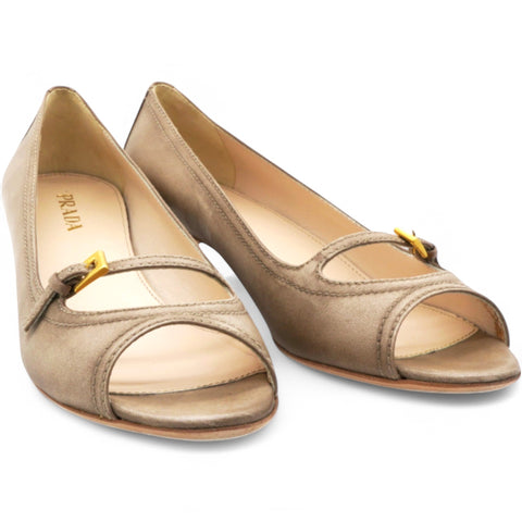 PRADA Leather Pumps Women's Champagne Size38 