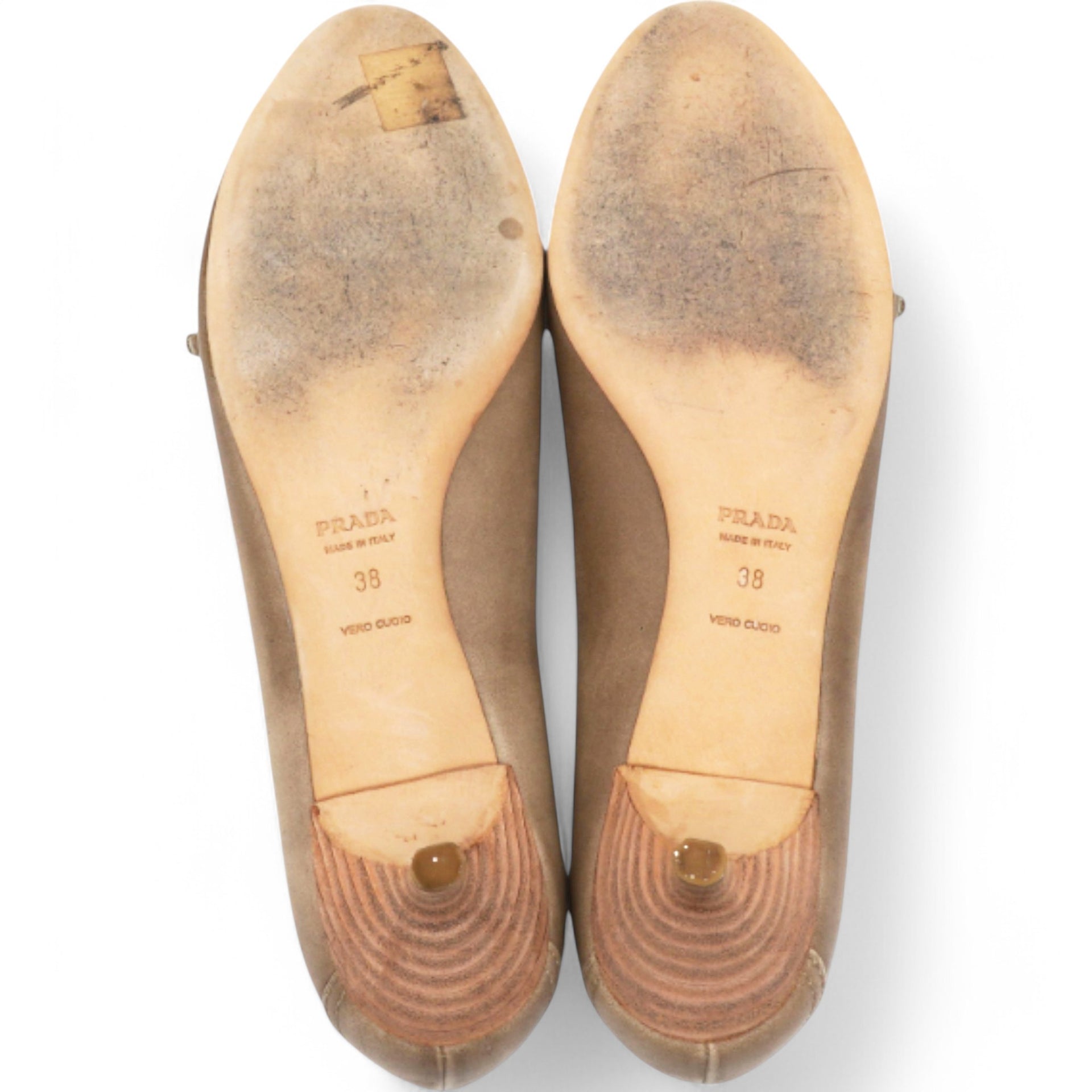 PRADA Leather Pumps Women's Champagne Size38 