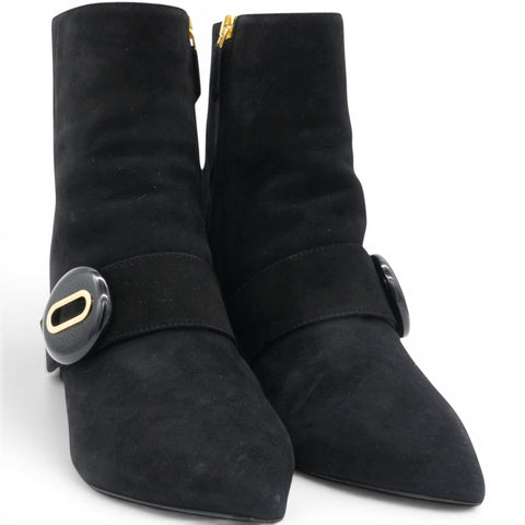 PRADA Suede Block Heel Ankle Boots Size38 